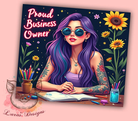 Proud Business Owner, 20oz Tumbler Wrap, Entrepreneur Gift, Business Owner Tumbler, Funny Drinkware, Custom Sublimation, Unique Gifts Sublimation Lara' s Designs 