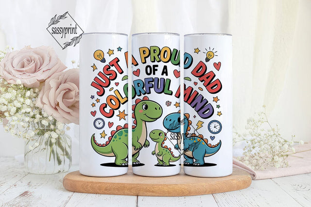 Proud Dad Colorful Mind Tumbler Wrap Sublimation sassyprint 