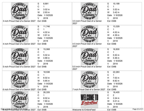 Proud Dad of a Senior Class of 2027 Embroidery Design – Graduation Dad Machine Embroidery File Embroidery/Applique DESIGNS PatternFeed8 