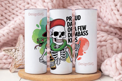 Proud Dad Skeleton 20oz Tumbler Wrap Sublimation DesignSVG 