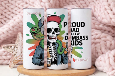 Proud Dad Skeleton 20oz Tumbler Wrap Sublimation DesignSVG 