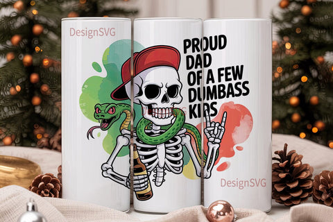Proud Dad Skeleton 20oz Tumbler Wrap Sublimation DesignSVG 