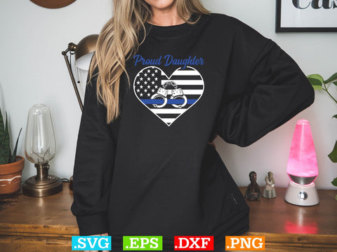 Proud Daughter Police Shirt, Police Svg, Back the Blue Svg, Thin Blue Line Svg, Police Officer Svg, Police Wife Svg, Distressed Flag SVG Creativeart88 