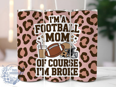 Proud Funny Football Mom Tumbler, Funny Sports Mom Cup, 20Oz Sublimation Wrap, Game Day Mom Drinkware, Sports Parent Gift Idea, Humor Athletic Mug Design, Loud Proud Football Mama Sublimation ToriDesigns 