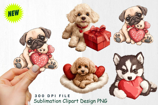 Proud German Shepherd with Heart Balloon Clipart Sublimation Regulrcrative 
