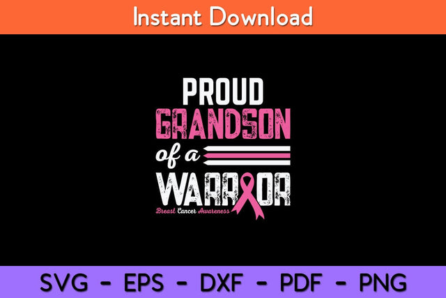 Proud Grandson Of A Warrior Grandma Breast Cancer Awareness Svg Design SVG artprintfile 