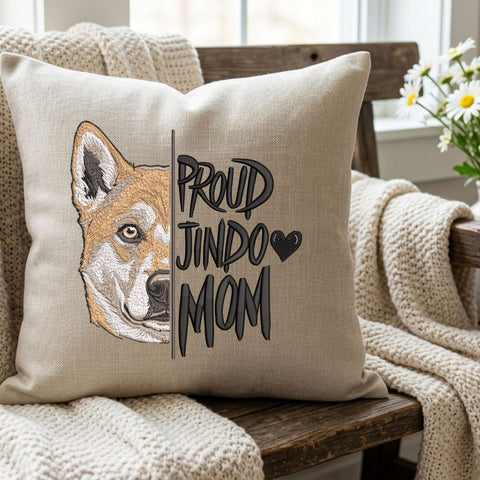 Proud Jindo Mom Embroidery Design – Korean Jindo Dog Mom Portrait Machine Embroidery File, 9 Sizes 3 to 8 Inch Embroidery/Applique DESIGNS PatternFeed8 