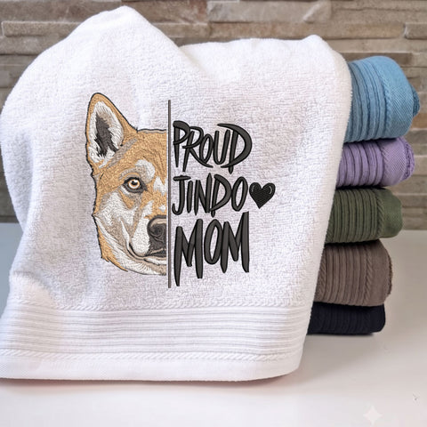 Proud Jindo Mom Embroidery Design – Korean Jindo Dog Mom Portrait Machine Embroidery File, 9 Sizes 3 to 8 Inch Embroidery/Applique DESIGNS PatternFeed8 
