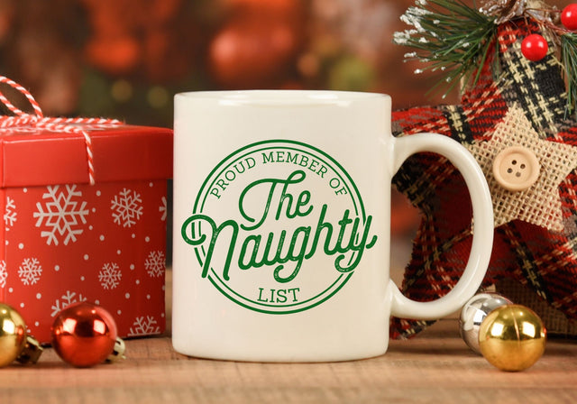Proud Member Naughty List Green | Christmas Badge Typography PNG | Holiday Humor Design Sublimation Print Perfect Design Shop 