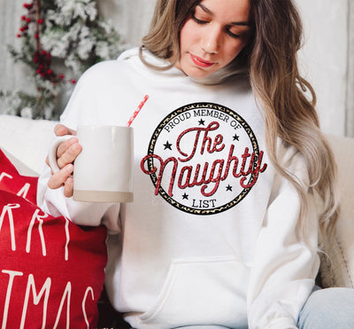 Proud Member Naughty List | Leopard Christmas Badge PNG | Holiday Humor Design Sublimation Print Perfect Design Shop 