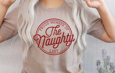 Proud Member Naughty List Red | Christmas Badge Typography PNG | Holiday Humor Design Sublimation Print Perfect Design Shop 