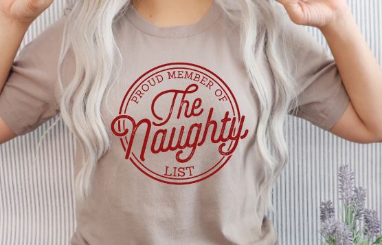 Proud Member Naughty List Red | Christmas Badge Typography PNG | Holiday Humor Design Sublimation Print Perfect Design Shop 