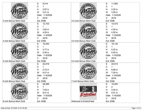 Proud Member of the Bonus Mom Club Embroidery Design – Stepmom Machine Embroidery File Embroidery/Applique DESIGNS PatternFeed8 