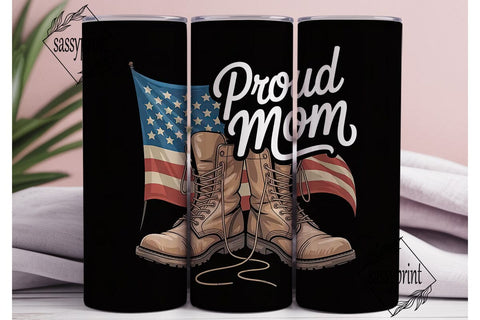 Proud Military Mom 20oz Tumbler Wrap Sublimation sassyprint 
