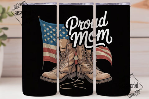 Proud Military Mom 20oz Tumbler Wrap Sublimation sassyprint 