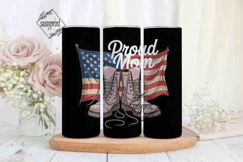 Proud Military Mom 20oz Tumbler Wrap Sublimation sassyprint 