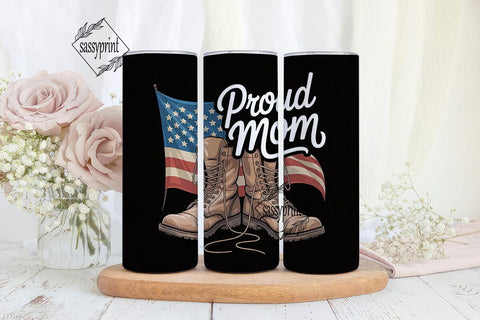 Proud Military Mom 20oz Tumbler Wrap Sublimation sassyprint 