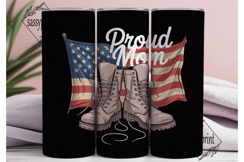 Proud Military Mom 20oz Tumbler Wrap Sublimation sassyprint 