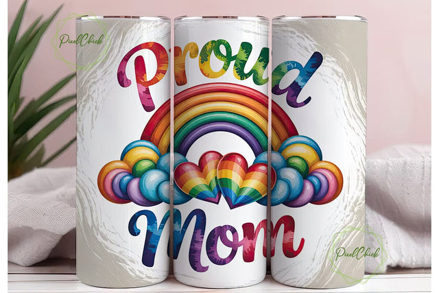 Proud Mom Rainbow Tumbler Wrap Sublimation PixelChick 
