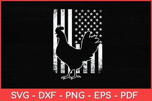 Proud Patriotic Chicken Rooster Farmer Lover American Flag Svg Design SVG artprintfile 