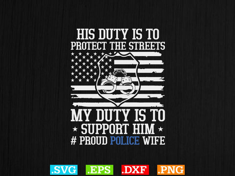 Proud Police Wife Shirt, Police Svg, Back the Blue Svg, Thin Blue Line Svg, Police Officer Svg, Police Wife Svg, Distressed Flag SVG Creativeart88 