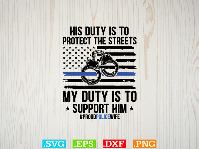 Proud Police Wife Shirt, Police Svg, Back the Blue Svg, Thin Blue Line Svg, Police Officer Svg, Police Wife Svg, Distressed Flag SVG Creativeart88 