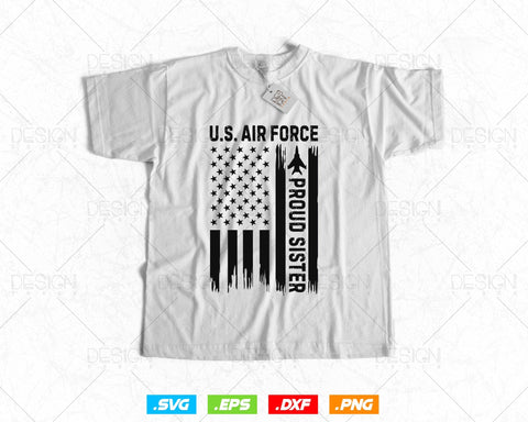 Proud Sister US Air Force USA Flag Svg Png, USAF Family Gifts, Aircraft svg, Air force 1, Svg Files for Cricut silhouette, Instant download SVG DesignDestine 