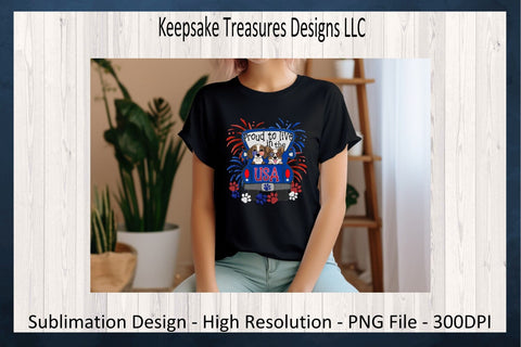 Proud To Live In The USA, Doggy Truck, Sublimation PNG, Happy 4th Of July, Hand Drawn Clipart, Digital Download, Printable PNG Sublimation Keepsake Treasures Designs LLC. 