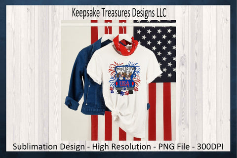 Proud To Live In The USA, Doggy Truck, Sublimation PNG, Happy 4th Of July, Hand Drawn Clipart, Digital Download, Printable PNG Sublimation Keepsake Treasures Designs LLC. 
