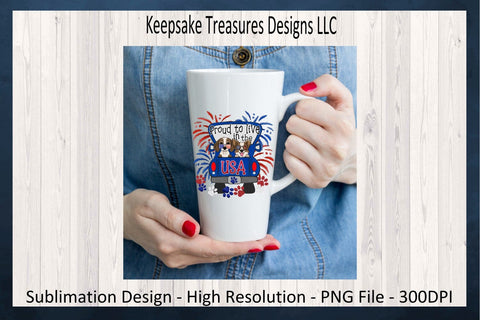 Proud To Live In The USA, Doggy Truck, Sublimation PNG, Happy 4th Of July, Hand Drawn Clipart, Digital Download, Printable PNG Sublimation Keepsake Treasures Designs LLC. 