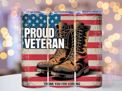 Proud Veteran Boots 20oz Tumbler Wrap, Thank You For Serving, Veteran's Day Boots Design, Patriotic Sublimation Wrap, Military Tribute Wrap, 20oz Tumbler Design, PNG Tumbler Wrap Sublimation SvggirlplusArt 