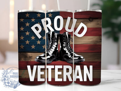Proud Veteran USA 20oz Tumbler, USA Flag Wrap, Sublimation Gift, Patriotic Mug, 20oz Tumbler Design, Veteran Graphic, Proud Veteran Theme Sublimation ToriDesigns 