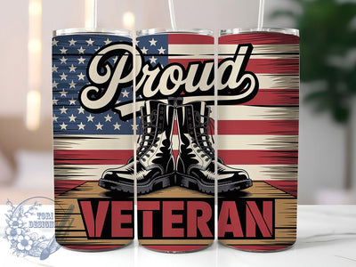 Proud Veteran USA 20oz Tumbler, USA Flag Wrap, Sublimation Gift, Patriotic Mug, 20oz Tumbler Design, Veteran Graphic, Proud Veteran Theme Sublimation ToriDesigns 