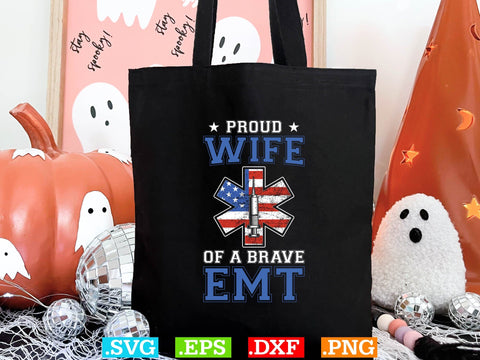 PROUD WIFE OF A BRAVE EMT Shirt, EMS Paramedic Svg, EMT Svg, Medical Color Outlined Symbol Svg SVG Creativeart88 