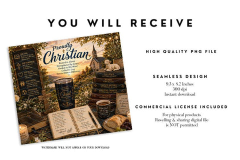 Proudly Christian Tumbler Wrap PNG Sublimation BijouBay 
