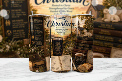 Proudly Christian Tumbler Wrap PNG Sublimation BijouBay 