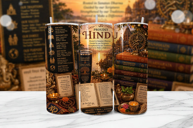 Proudly Hindu Sanatan Tumbler Wrap PNG Sublimation BijouBay 