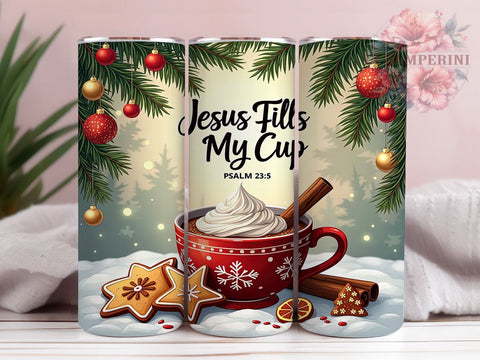 Psalm 235 Tumbler, Jesus Fills My Cup, Christian Drinkware, Inspirational Gifts, Faith-Based Sublimation, Bible Verse Mug, Spiritual Decor Sublimation Li Zamperini 