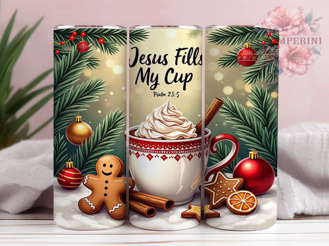 Psalm 235 Tumbler, Jesus Fills My Cup, Christian Drinkware, Inspirational Gifts, Faith-Based Sublimation, Bible Verse Mug, Spiritual Decor Sublimation Li Zamperini 