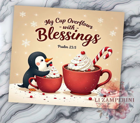 Psalm 235 Tumbler, My Cup Overflows, Christian Drinkware, Inspirational Gifts, Faith-Based Sublimation, Bible Verse Mug, Spiritual Blessings Gift Sublimation Li Zamperini 