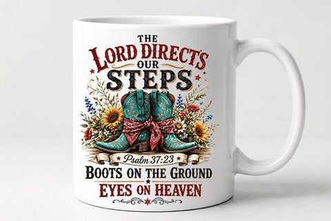 Psalm 37 23 Christian Cowboy Boots Sublimation PNG SVG BillahCrafts 