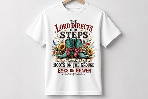 Psalm 37 23 Christian Cowboy Boots Sublimation PNG SVG BillahCrafts 