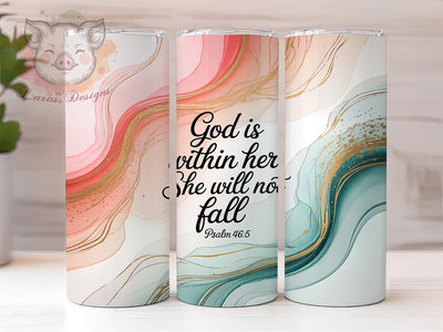 Psalm 465 Christian Faith Tumbler, Bible Verse Wrap, 20Oz Skinny Tumbler, Christian Sublimation Design, Faith-Inspired Tumbler, God Is Within Her Wrap, Spiritual Floral Tumbler Sublimation Lara' s Designs 