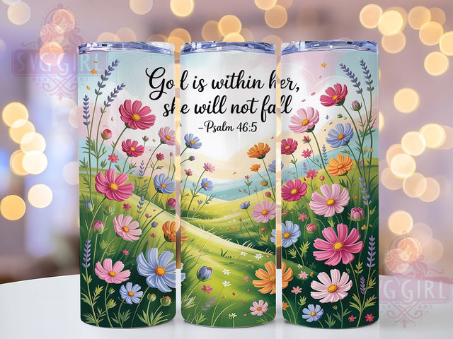 Psalm 465 God Is Within Her Tumbler, Bible Verse Tumbler PNG, Christian Tumbler Design, Faith Based Sublimation Wrap, Religious 20oz Wrap, God Is Within Her Design, Inspirational Scripture Tumbler Sublimation SvggirlplusArt 