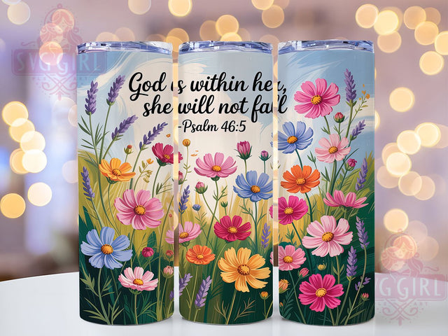 Psalm 465 God Is Within Her Tumbler, Bible Verse Tumbler PNG, Christian Tumbler Design, Faith Based Sublimation Wrap, Religious 20oz Wrap, God Is Within Her Design, Inspirational Scripture Tumbler Sublimation SvggirlplusArt 