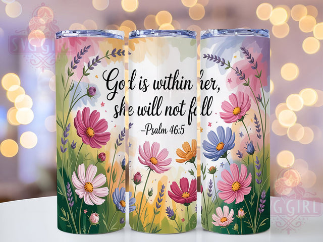 Psalm 465 God Is Within Her Tumbler, Bible Verse Tumbler PNG, Christian Tumbler Design, Faith Based Sublimation Wrap, Religious 20oz Wrap, God Is Within Her Design, Inspirational Scripture Tumbler Sublimation SvggirlplusArt 