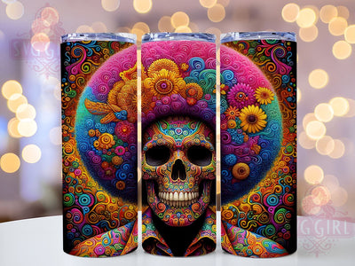 Psychedelic Afro Skeleton 20oz Tumbler Wrap Sublimation Design, Straight Tapered Tumbler Wrap, Skeleton Tumbler Png, Instant Digital Download Sublimation SvggirlplusArt 
