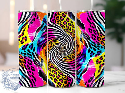 Psychedelic Animal Print 20oz Tumbler, Trippy Pattern, Neon Wildlife, Retro Vibe, Bold Colors, Abstract Print, Vibrant Design, Sublimation Wrap Sublimation ToriDesigns 