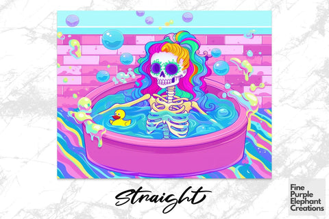 Psychedelic Bath Skeleton Sublimation Tumbler Wrap Sublimation Fine Purple Elephant Creations 