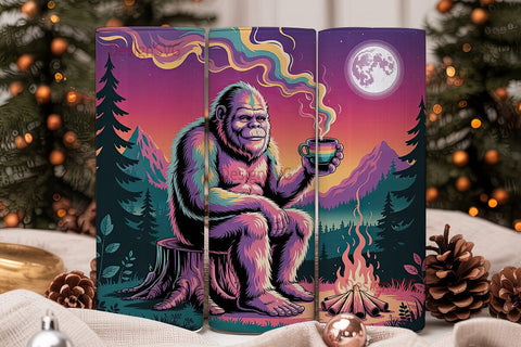 Psychedelic Bigfoot Campfire 20oz Sublimation DesignSVG 